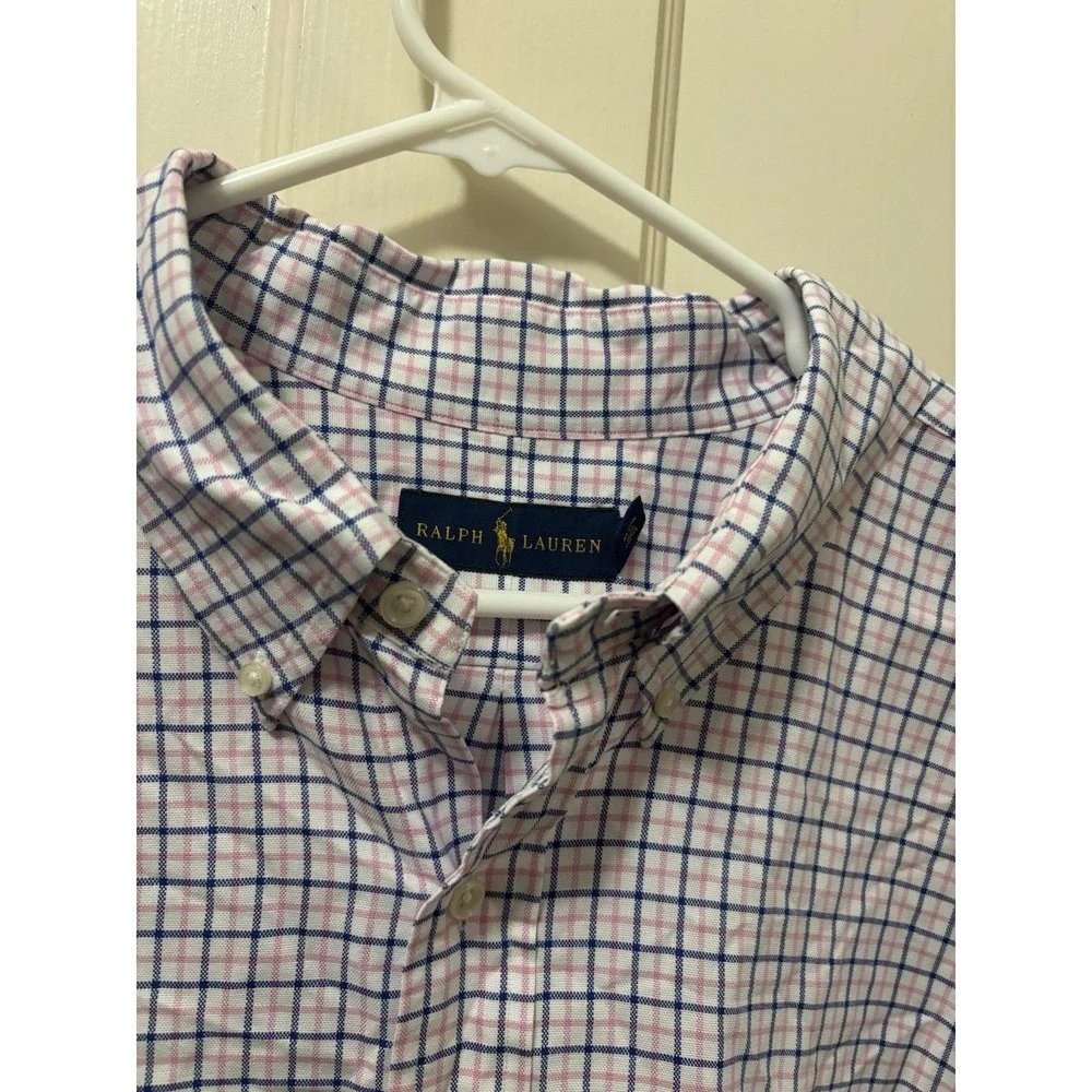 Polo‎ Ralph Lauren Button Dress Shirt -3XLT TALL Blue White pink With Pony
